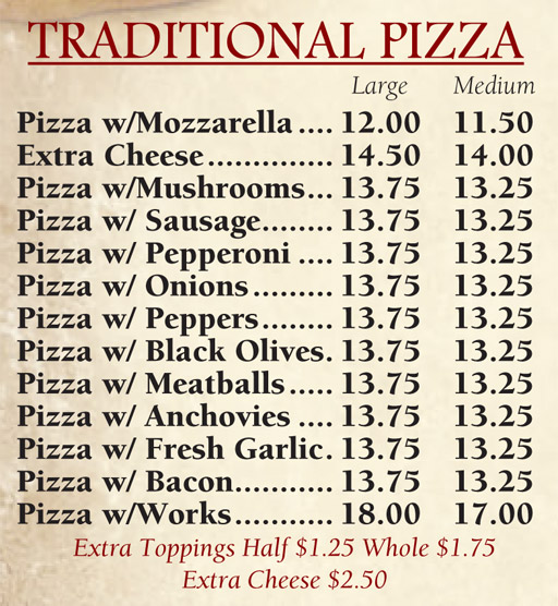 MenuTraditionalPizza